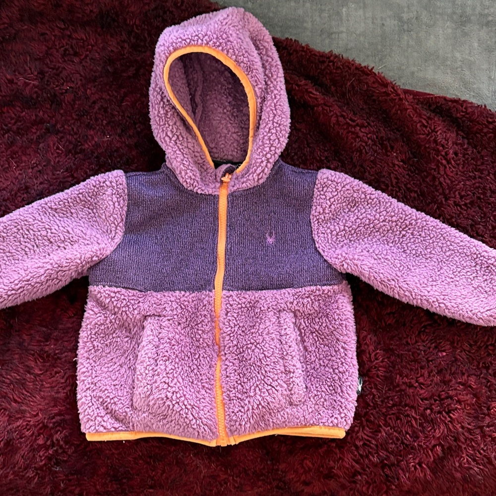 SPYDER Purple Sherpa Fleece Jacket with Orange Trim
